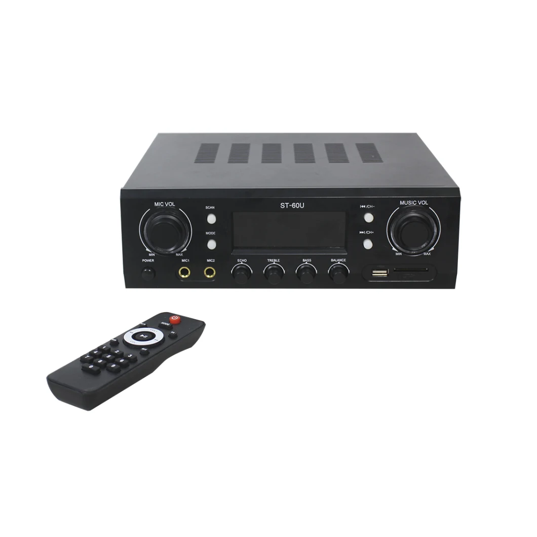 2*70W Bluetooth Stereo Amplifier Receiver - Phono, Coaxial, FM Radio, USB & SD Memory Card Readers, Line Input, Digital LED Display, Microphone Inputs